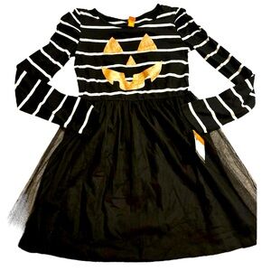 New Girls Halloween Jack-O-Lantern Halloween Black and White Tutu Dress